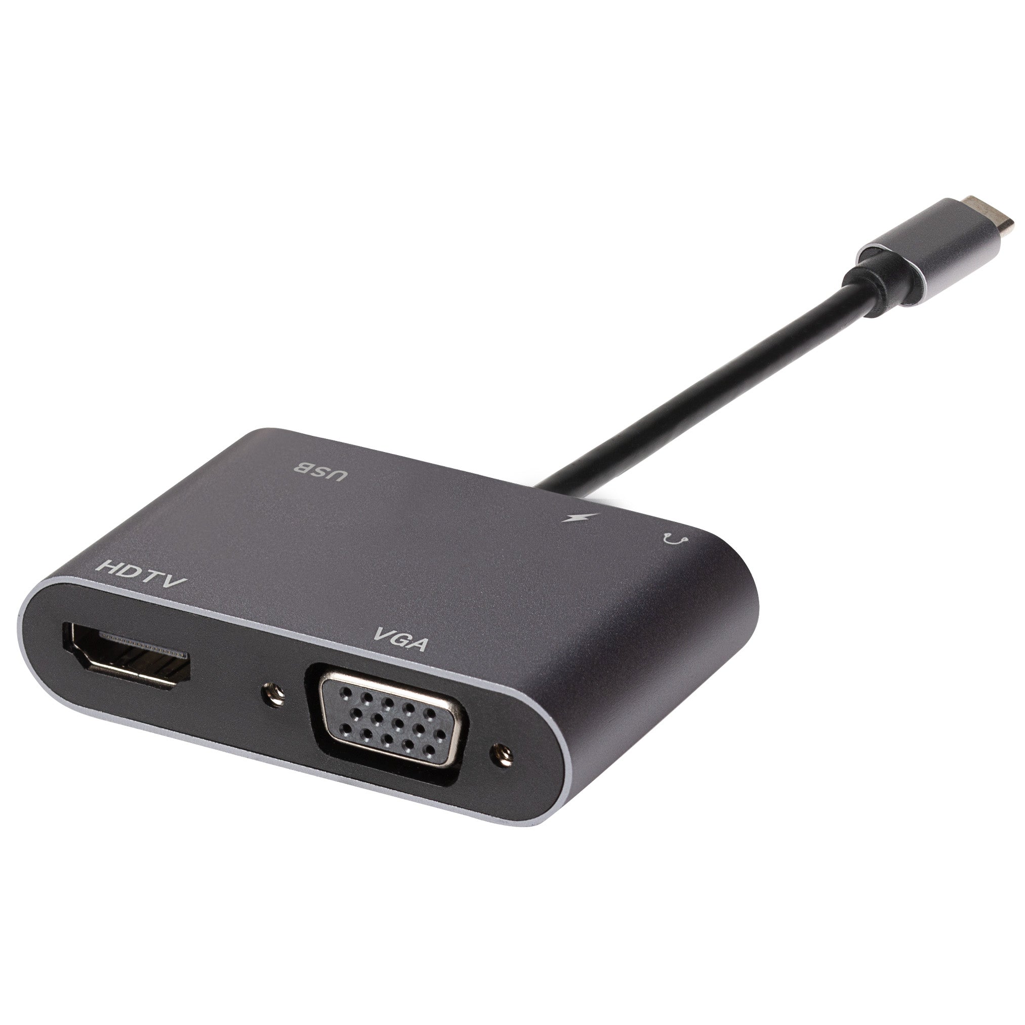 Nikkai USB-C Multiport Hub to HDMI 4K  VGA  3.5mm Audio (Supports Mirror, Extended and SST Mode) - Silver