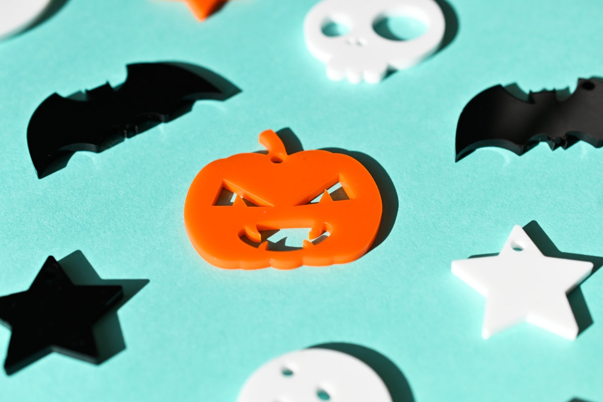 a group of black and orange objects