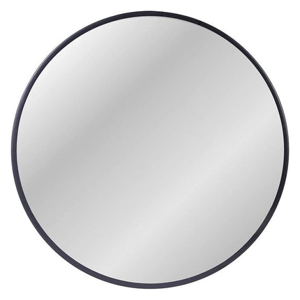 Round Wall Mirror 50x50cm Metal Frame Black Bathroom Living Room Decor ZENIDA