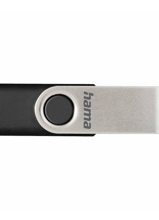 Hama Rotate 8GB USB Flash Drive, Rotating Cap, Black Silver