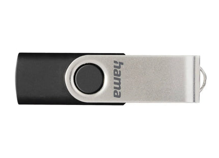 Hama Rotate 32GB USB Flash Drive, Rotating Cap, Black Silver