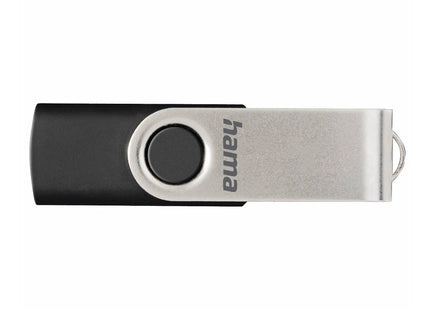 Hama Rotate 16GB USB Flash Drive, Rotating Cap, Black Silver