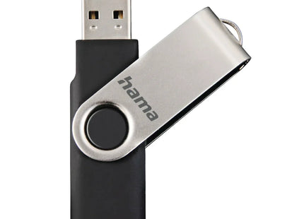 Hama Rotate 32GB USB Flash Drive, Rotating Cap, Black Silver