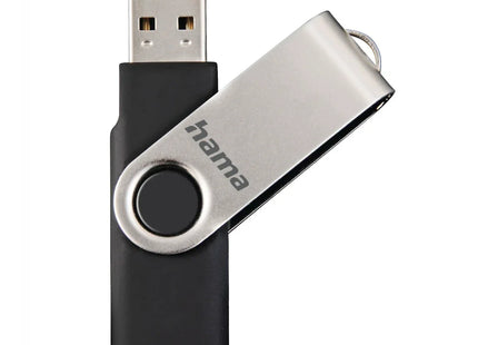Hama Rotate 16GB USB Flash Drive, Rotating Cap, Black Silver