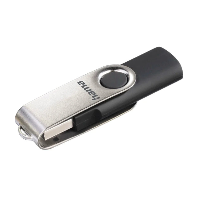 Hama Rotate 64GB USB Flash Drive, Rotating Cap, Black Silver