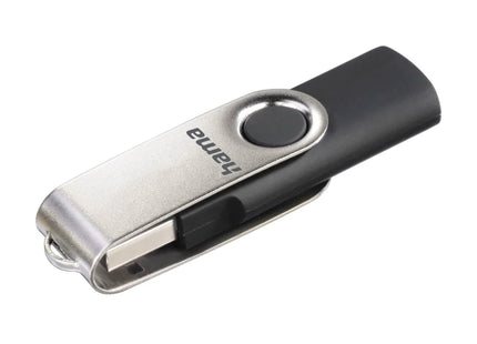 Hama Rotate 16GB USB Flash Drive, Rotating Cap, Black Silver