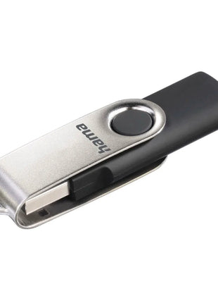 Hama Rotate 16GB USB Flash Drive, Rotating Cap, Black Silver