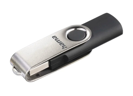 Hama Rotate 32GB USB Flash Drive, Rotating Cap, Black Silver