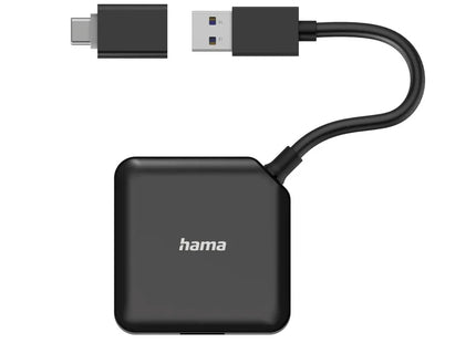 Hama 4 Port USB Expansion Hub, USB 3.2 Gen 1, 5 Gbit/s + USB-C Adapter
