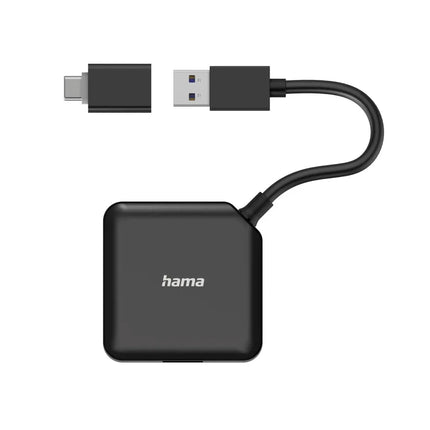 Hama 4 Port USB Expansion Hub, USB 3.2 Gen 1, 5 Gbit/s + USB-C Adapter