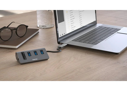 Hama 5 Port USB Hub + Card Reader, 3x USB-A, SD/microSD + USB-C Adapter