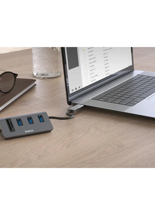 Hama 5 Port USB Hub + Card Reader, 3x USB-A, SD/microSD + USB-C Adapter