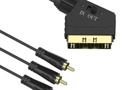 Hama Gold Plated Scart Plug to Composite RCA Plugs Video/Audio Cable 1.5 Metre