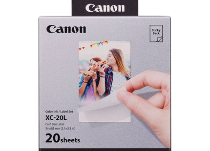 Canon XC-20L 54 x 85mm Card Size Photo Paper for QX20 Printer - Pack of 20