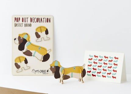 Pop Out Basset Hound Greeting Card