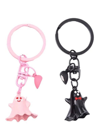 Black Ghost Cartoon Key Button Halloween Key Ring Bag Accessories