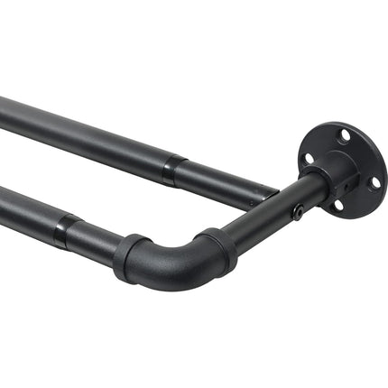 Harrms Double Curtain Pole 74–236cm – Black Extendable Rod for Eyelet Curtains