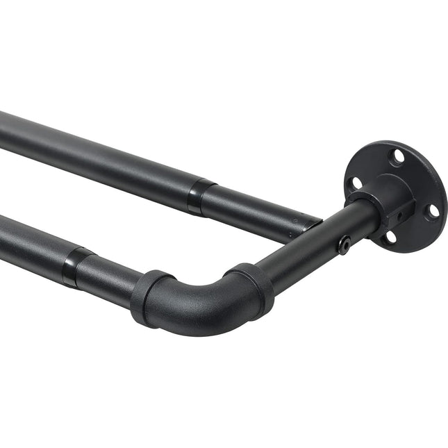 Harrms Double Curtain Pole 74–236cm – Black Extendable Rod for Eyelet Curtains