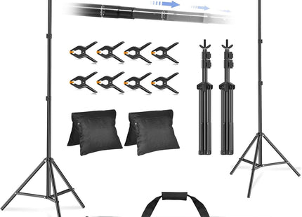EMART 2x3m Backdrop Stand Kit with Clamps, Sandbags & Carry Bag – Black