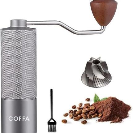 Manual Coffee Grinder Stainless Steel Burr Adjustable Hand Crank Portable Coffa