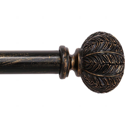 Extendable Black Curtain Pole 77-210cm, 1'' Dia, Diamond Ball Finials, 30-84 inch