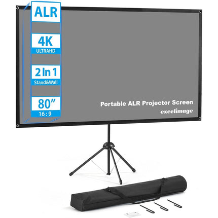 Portable Projector Screen 80 Inch 16:9 ALR High Contrast with Stand Outdoor