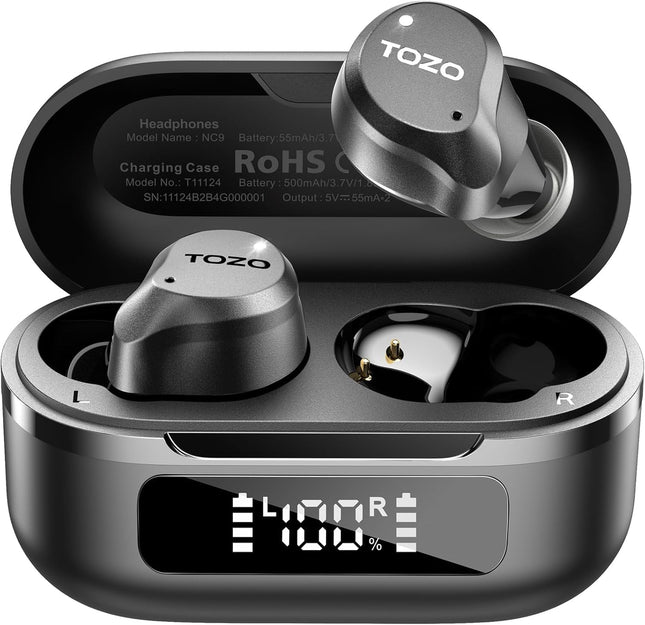 Hybrid Active Noise Cancelling Wireless Earbuds 59H Playtime IPX8 TOZO