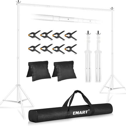EMART 2x3m Backdrop Stand Kit – Adjustable Photo Support with Bag, White