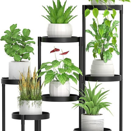 Corner Plant Stand Metal 7 Tier Tall Flower Pot Shelf Indoor Outdoor White