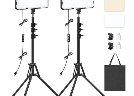 Video Lights 2-Pack LED with 63" Tripods Dimmable USB Studio Kit Obeamiu
