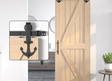 Sliding Barn Door Kit 6FT Heavy Duty Single Wood Door Track Black SANKEYTEW