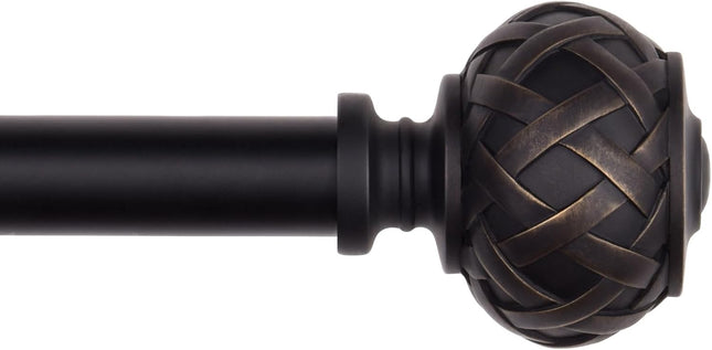 2pcs SZXIMU Curtain Pole 182-365cm (72-144''), Extendable, Netted Finials, Black