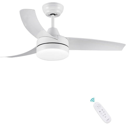 CJOY 42" White Ceiling Fan with Light, Remote, Quiet DC Motor, 6 Speeds, Dimmable