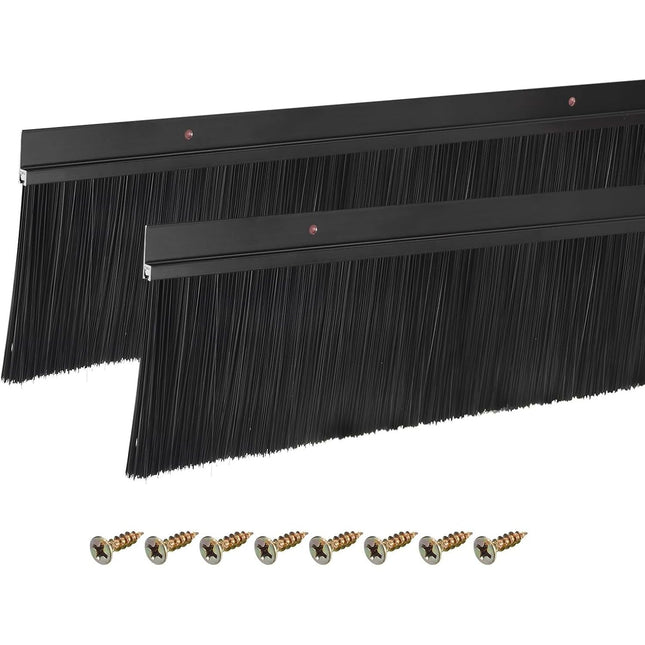 Door Brush Bottom Sweep H Shape 120cm Black 9cm PP Aluminum 2Pcs Sourcing Map