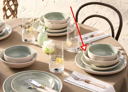 Karaca Abby Stoneware Dinner Set for 6 - Elegant Tableware, 23 Piece, Green