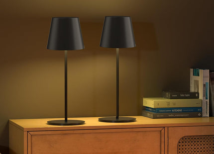Rechargeable Table Lamp 2 Pack Dimmable 3000K Cordless Black Trayvespace