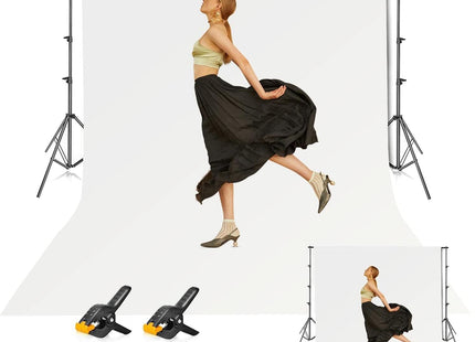 Photography Backdrop Stand 8.5x10ft with 10x12ft White Screen for Studio EMART