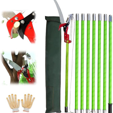 Tree Pole Pruner 8m Manual Pruning Saw with Scissors Gloves Maxant