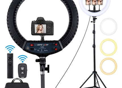 EOTO 18'' LED Ring Light w/ Tripod Dimmable Makeup Light for Studio & Vlog CRI 90