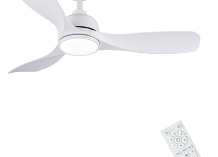 CJOY 42" White Ceiling Fan with Light & Remote, 3 Blades, Quiet DC Motor, Timer