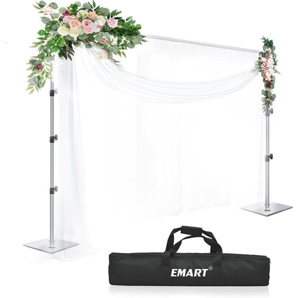 EMART 8.5x10ft Backdrop Stand – Heavy Duty Photo Frame with Steel Base, Silver
