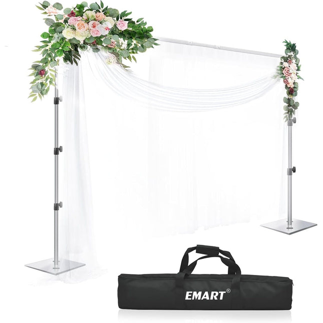 EMART 8.5x10ft Backdrop Stand – Heavy Duty Photo Frame with Steel Base, Silver