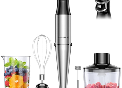 SHARDOR Hand Blender 1100W 5 in 1 Stick Blender 20 Speed Turbo Hand Whisk