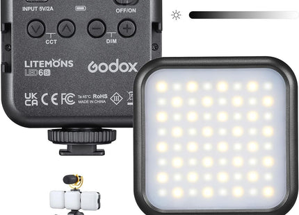 Godox LITEMONS LED6Bi Mini LED Video Light, CRI95, 3200K-6500K, Zoom & Meetings