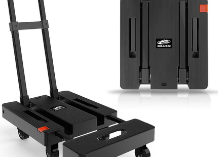 Folding Hand Truck 500LB, 6-Wheel Luggage Cart for Office & Travel SOLEJAZZ