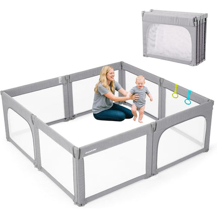 Baby Playpen 180x200cm, Foldable Safety Gate, Adjustable Indoor Play Yard