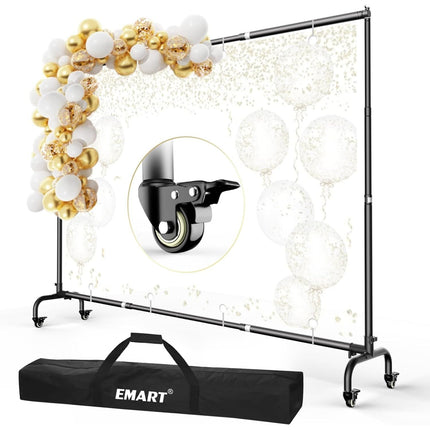 EMART 10x7.5ft Backdrop Stand with Wheels – Adjustable Photo Banner Frame