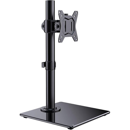 Single Monitor Stand 13 to 32 Inch Freestanding Arm Glass Base VESA ErGear