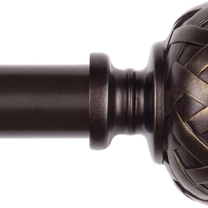 3pcs SZXIMU Curtain Pole 182-365cm (72-144''), Extendable, Netted Finials, Brown