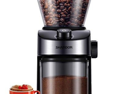 Coffee Grinder Burr Electric 25 Grind Settings with Digital Timer Black Shardor